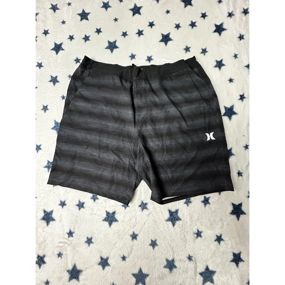Hurley Mens L Black Board Shorts Swim Surf Stretch Hybrid Performance